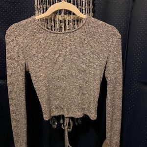 Gray Garage Tie Open Back Crop Top